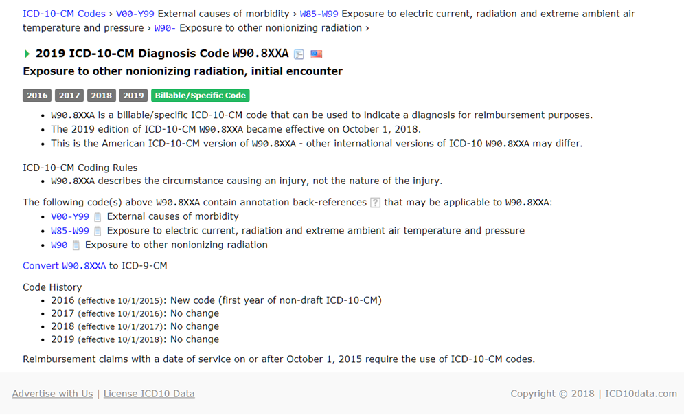 קוד ICD לאבחון רגישות לקרינה